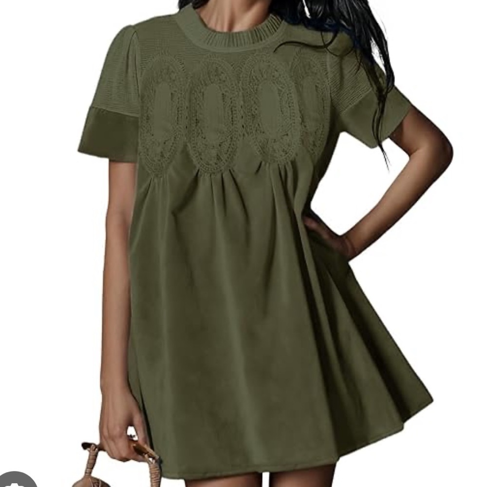 Olive Green Short Sleeve Dress